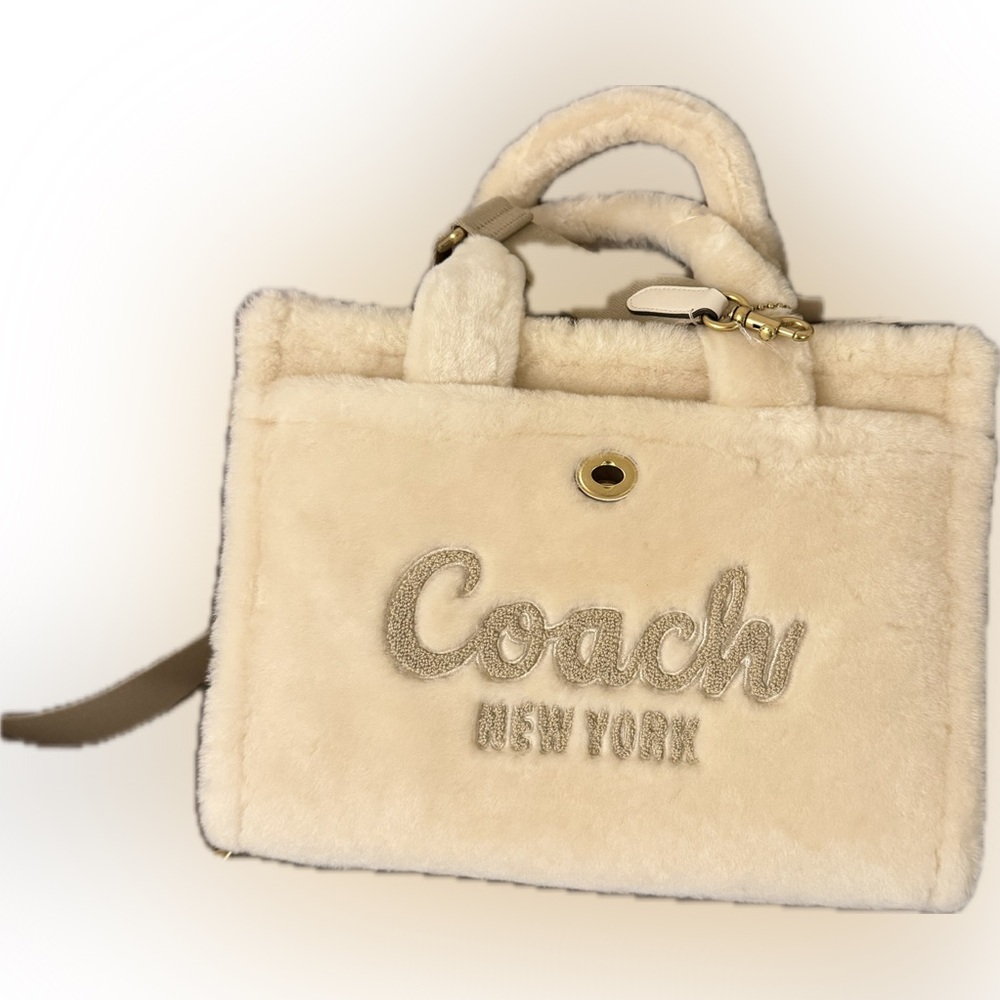 Coach Cargo Shearling Tote Bag Cream NWT $650 Retail